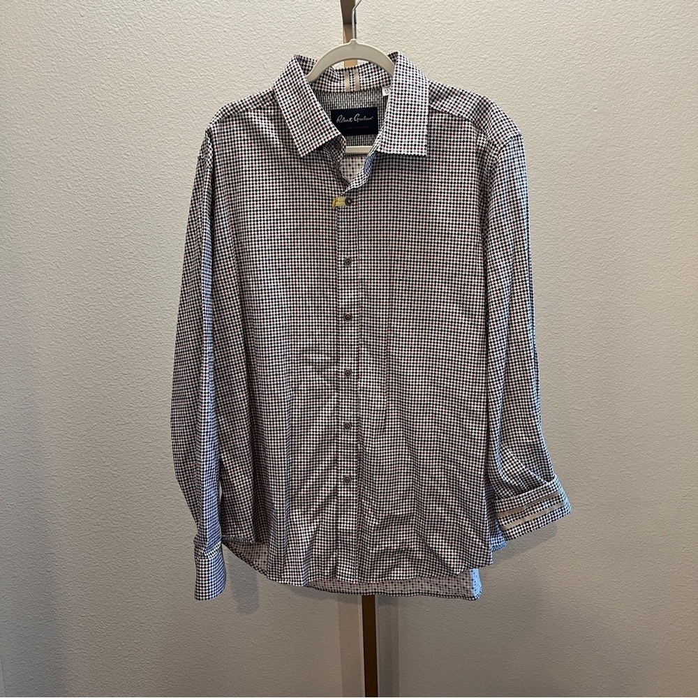 Robert Graham LS Button Down Modern Americana Houndstooth Blue Red White 3XL